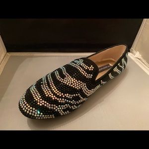 Steve Madden Zebra Crystal Studded Madee-R Loafer 9.5 New